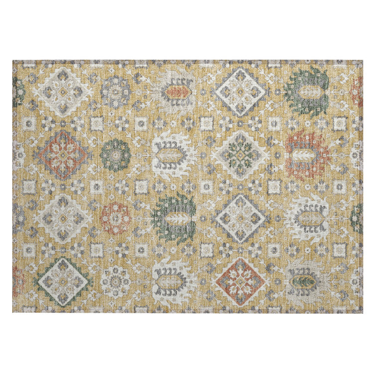 Machine Washable Indoor/Outdoor Husby ACN2200 Bohemian Rug
