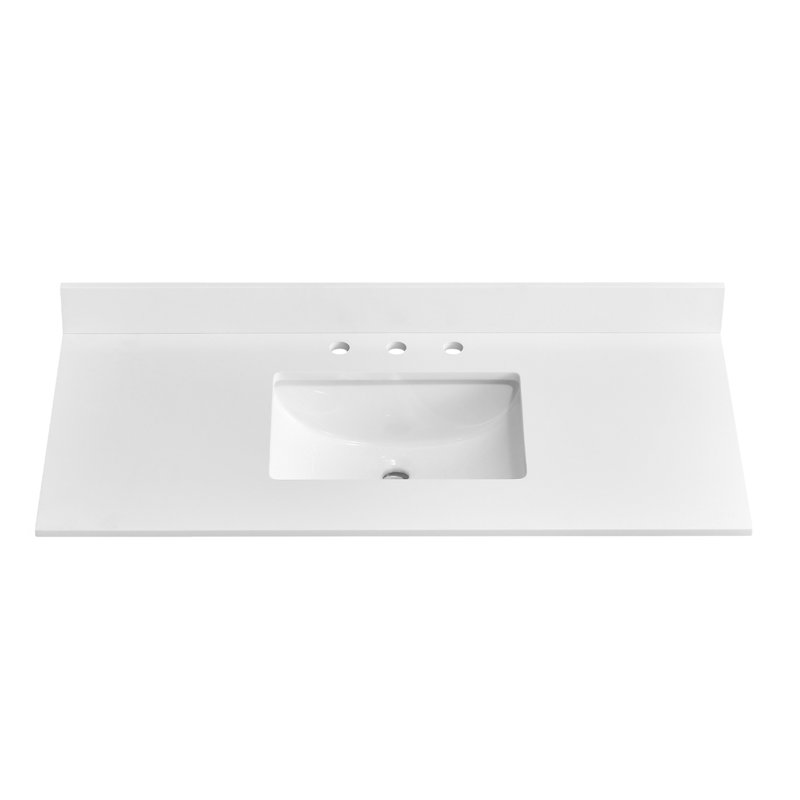 Plateau de meuble-lavabo simple 42 po en pierre de quartz avec lavabo - pour remplacement de meuble-lavabo, sans armoire