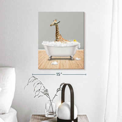 Impression sur toile, girafe et baignoire