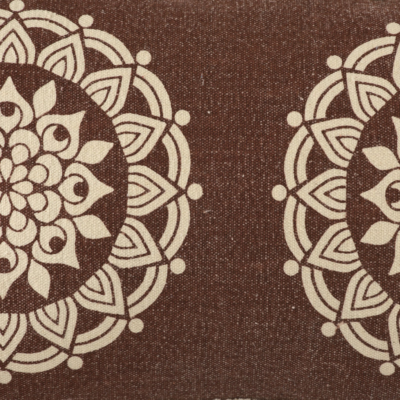 Traditional Medallion Stonewashed 100% Cotton Decorative Throw Pillow Cover, Rectangle 16"H x 24"W, Polyester/Polyfill