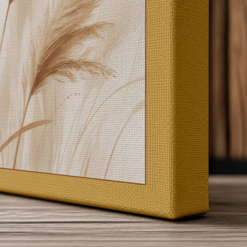 Delicate Pampas Plumes Botanical - Wrapped Canvas, 24x16 - 61.0 x 40.6 cm, Ochre Border