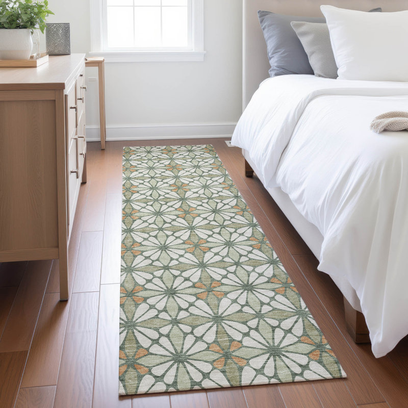 Machine Washable Indoor/Outdoor Chantille ACN2469 Geometric Rug, 2'3" x 7'6" Runner, Linen