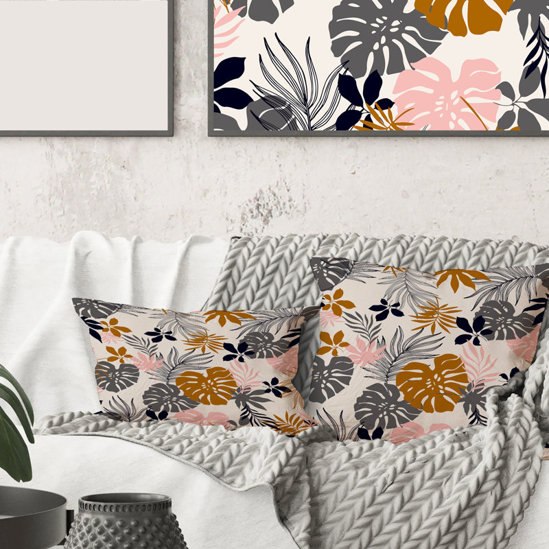 Housse de coussin rectangulaire à motif tropical