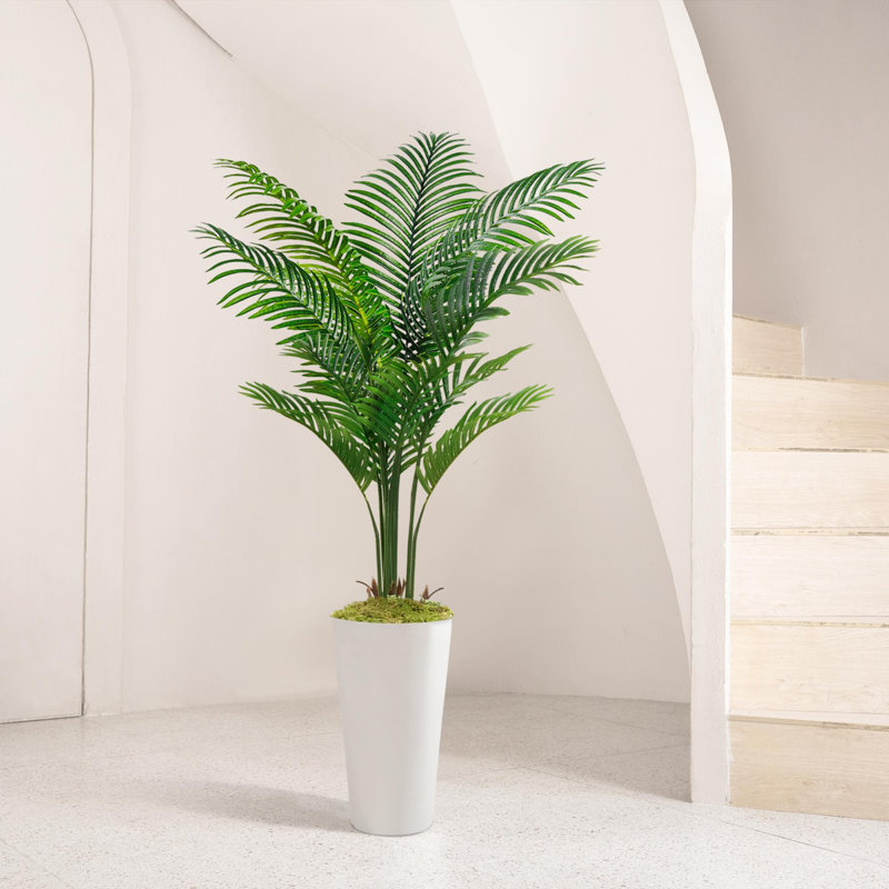 60 '' modern style white square basin artificial palm tree set, Faux Plant(Set Of 2)