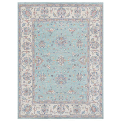 Pacific Ushak Wool Weft 8x10 Green / Ivory Transitional Hand Knotted Rug