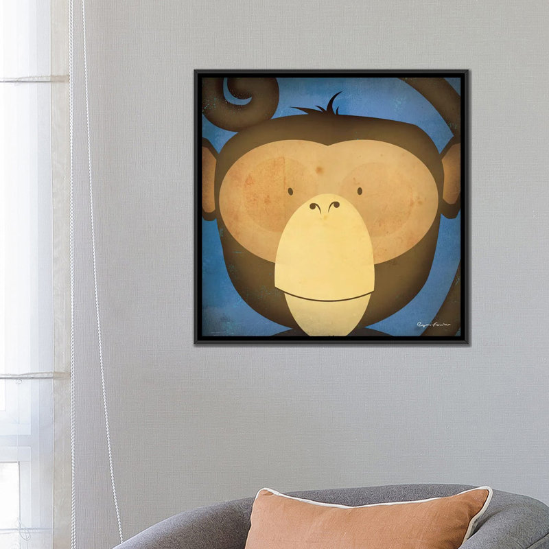 « singe wow » par ryan fowler, impression sur toile tendue, H 18 po x l 18 po x P 1,5 po, Pas de tapis, Toile avec cadre noir