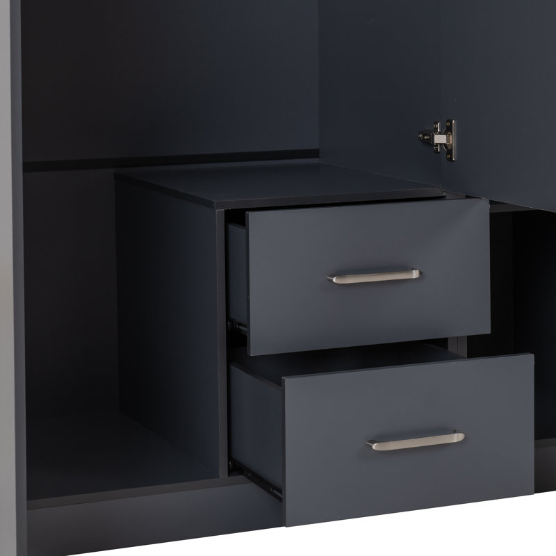 Tarves 3 Door Manufactured Wood Wardrobe, Dark Grey