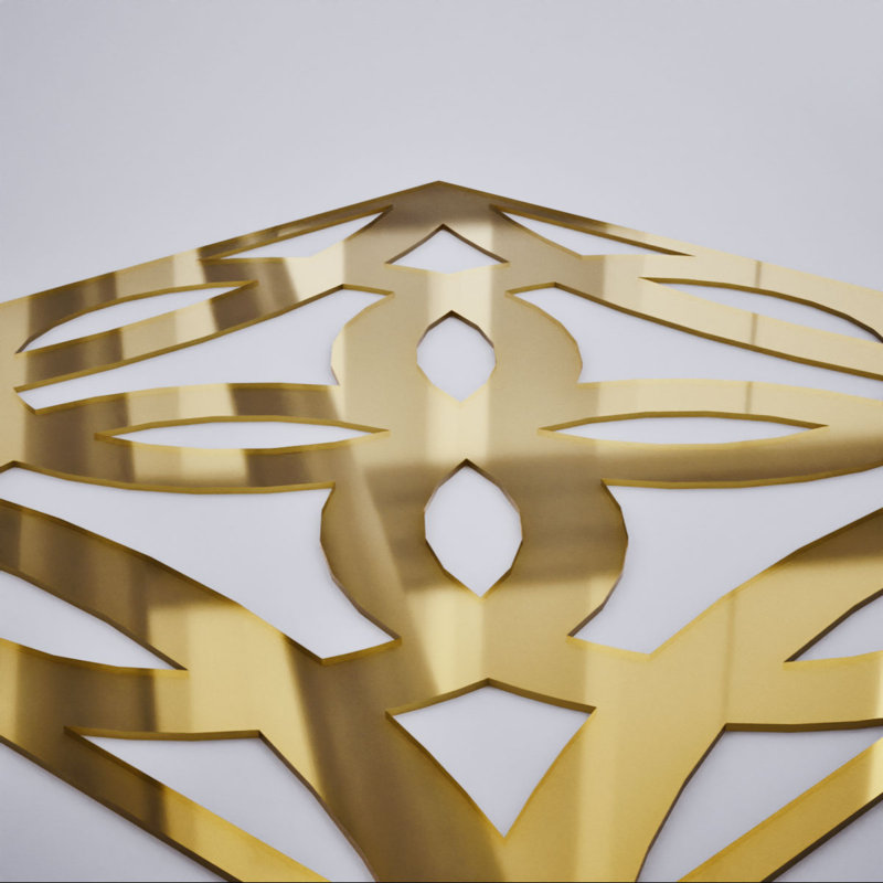 Baytown Decorative Fretwork Acrylic Wall Panels, Large, 23 3/8"W x 23 3/8"H x 1/8"T, Gold Mirror, Gold Mirror
