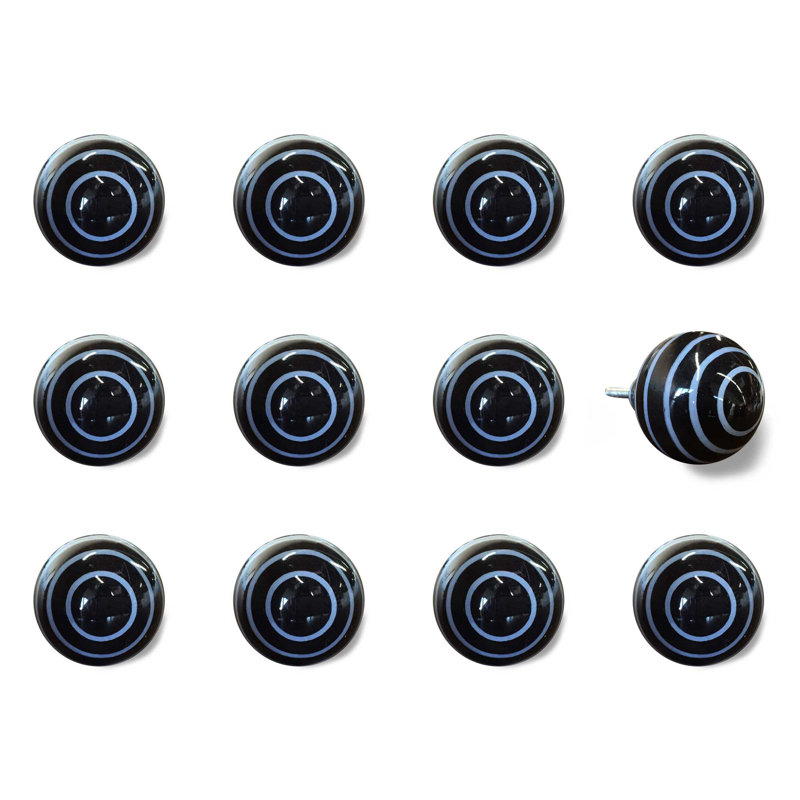 1.5" x 1.5" x 1.5" Black/Light Blue- Knobs 12-Pack