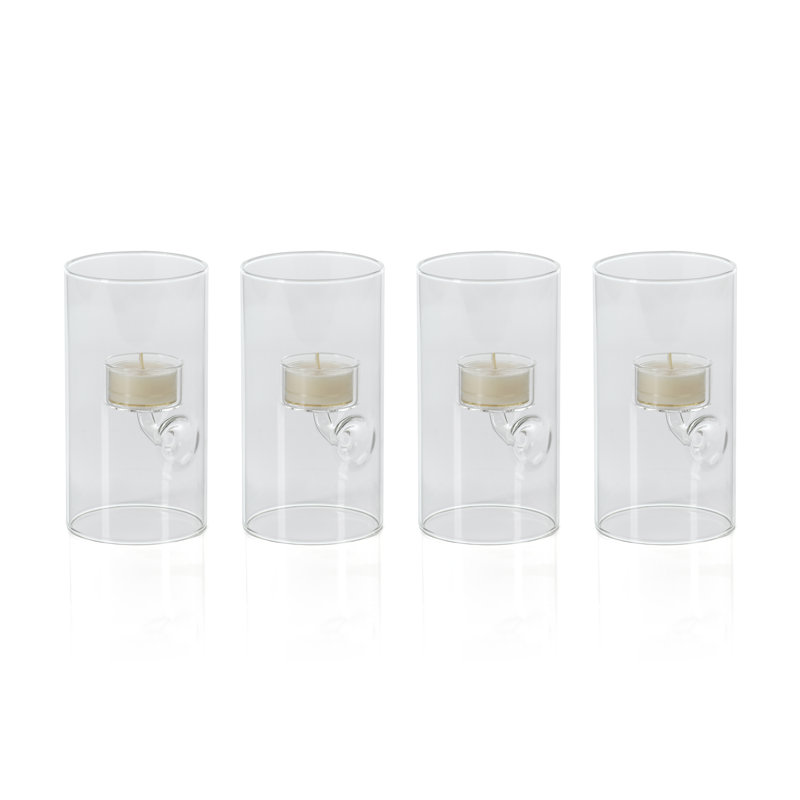 Kelly Glass Tabletop Tealight Holder, 6" H x 3.25" W x 3.25" D