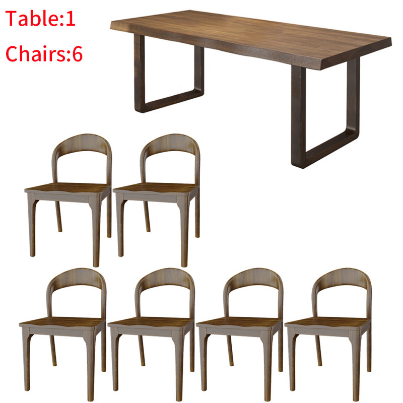 Japanese solid wood rectangular dining table set