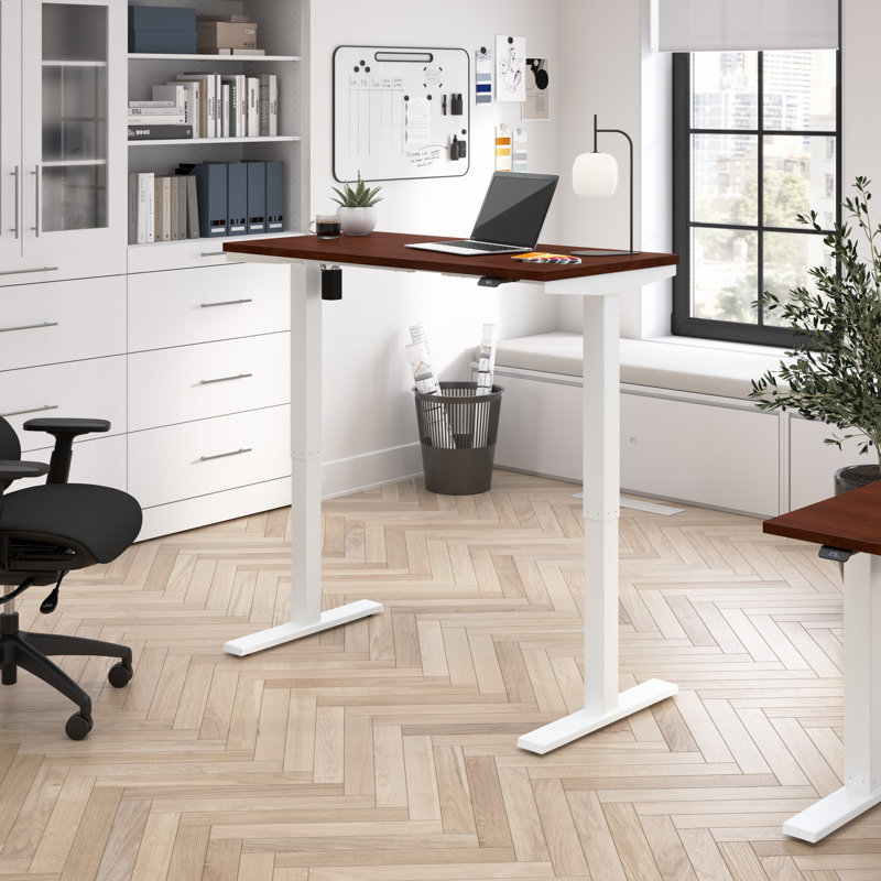 Bush Business Furniture Move 40 Series Electric Height Adjustable Standing Desk, 27" H x 48" W x 24" D, Hansen Cherry