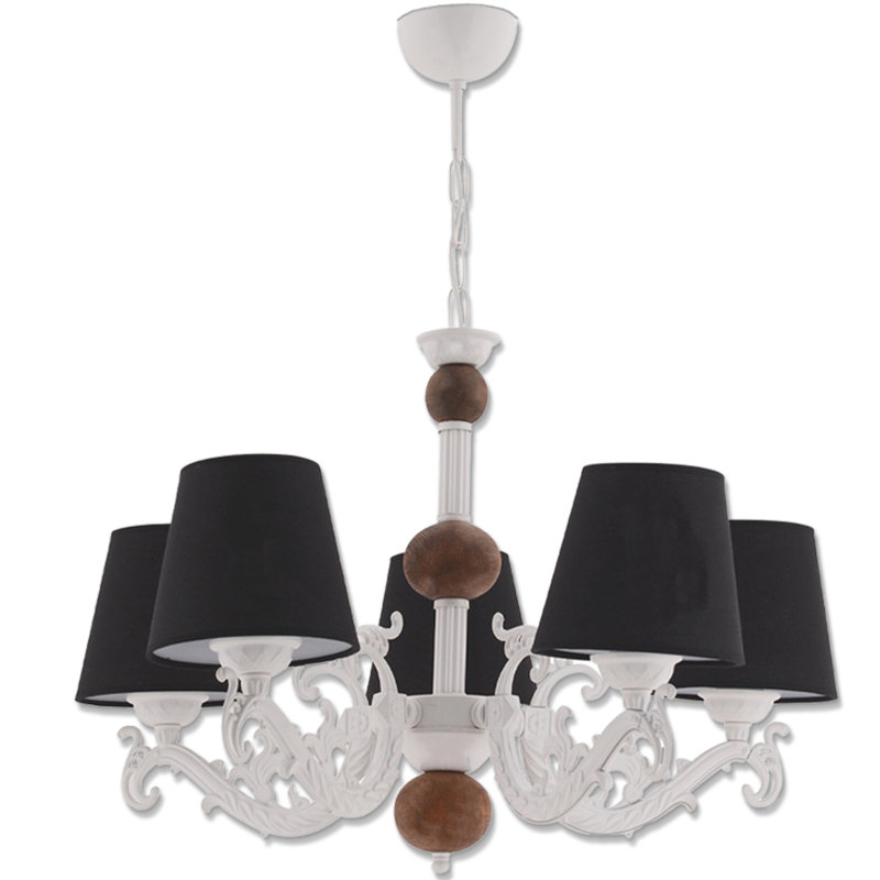 Lustre classique / traditionnel 5 lumières, Blanc / Brun, Noir