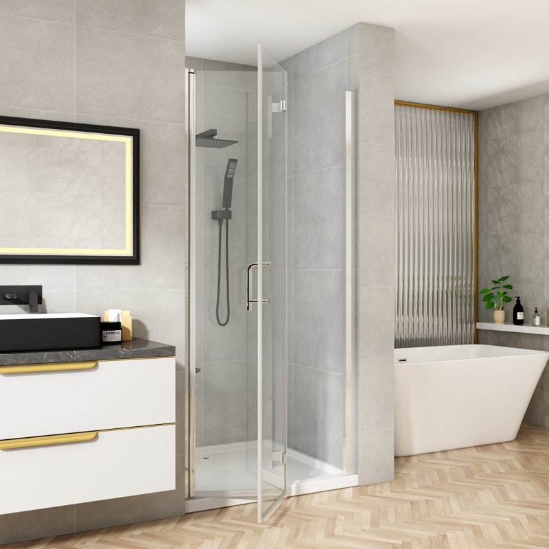 32"-33 1/4" W x 72" H Bi-Fold Frameless Shower Door with Clear Glass, Chrome