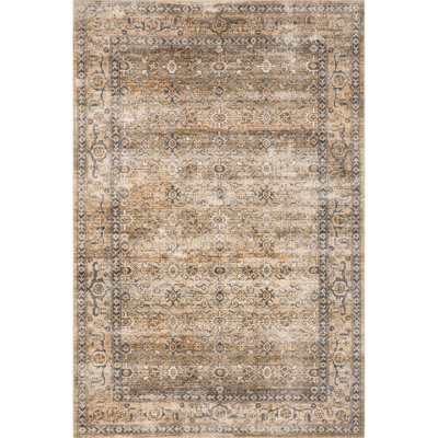 Myrtle Vintage Machine Washable Beige/Brown/Black Area Rug