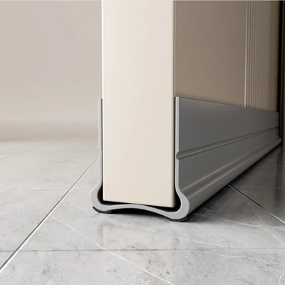 Foldable PVC Self-Adhesive Door Gap Weather Stripping Draft Stopper for Entry Bedroom Glass Doors Gray and Dark Brown 2pcs