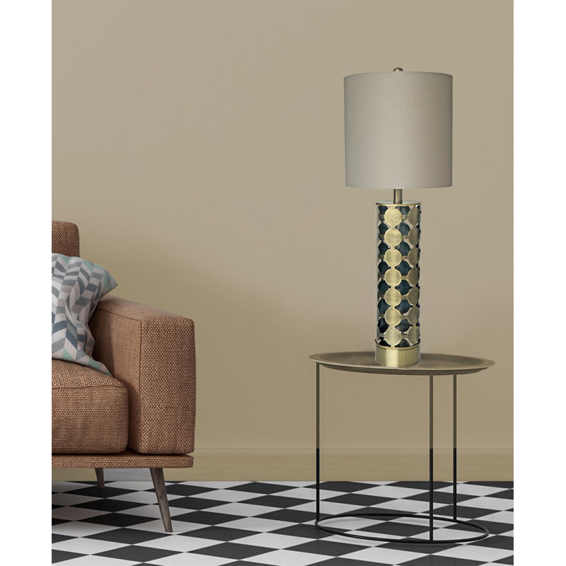 Transitional 1 Light Geometric Pattern Table Lamp