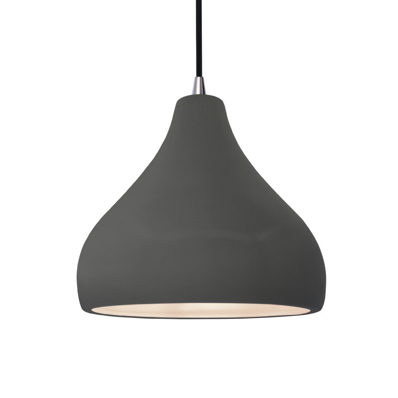 Luminaire suspendu à 1 lumière Meydan, H 8 po x l 11,5 po x P 11,5 po, DEL (intégrée), Gris brillant / noir nickel