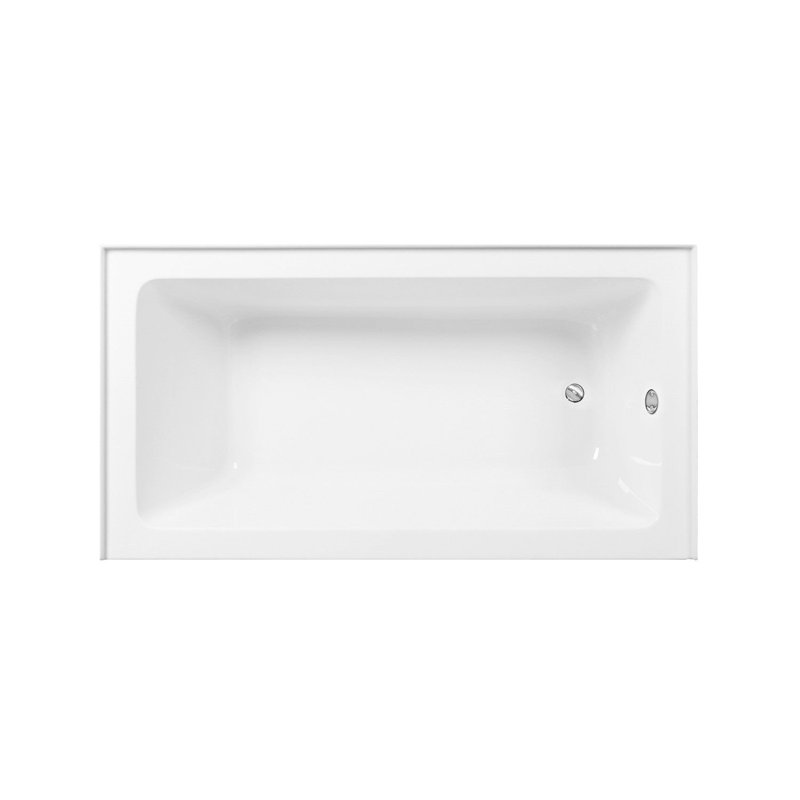 Kingston Brass Aqua Eden 60-Inch Acrylic Rectangular 3-Wall Alcove Tub, Hand Drain, Right, Polished Chrome