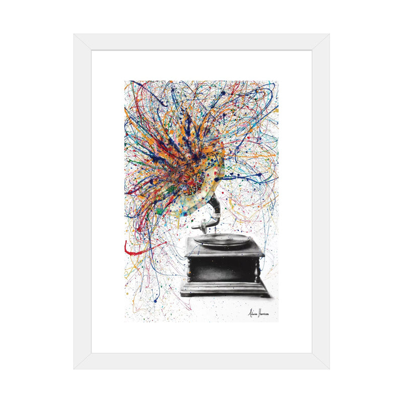 «Louder» par Ashvin Harrison - impression d'art graphique, Encadré par un papier blanc, H 24 po x l 16 po x P 1 po