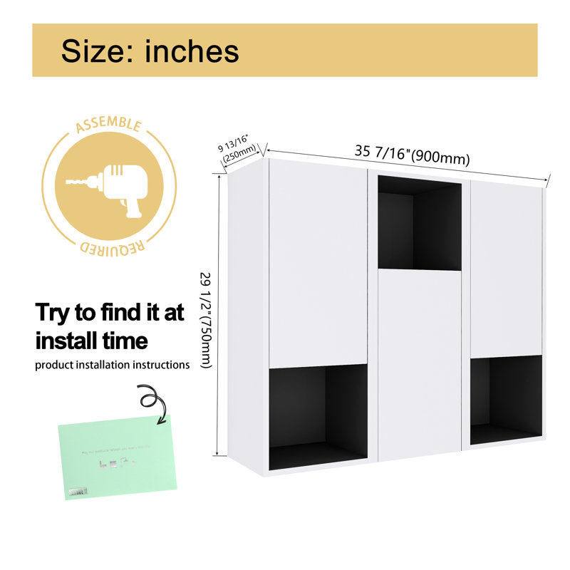 Armoire de salle de bain murale avec rangement ouvert et fermé