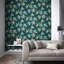 Aucuba Floral Metallic Wallpaper Roll-55619924