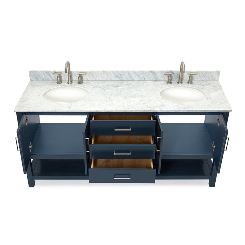 Magnolia Bath Vanity Rectangular Basin S073DCW2R,  73", Rectangle , Midnight Blue