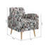 Fauteuil d'appoint à motif prisme rouge et brun clair avec pieds en bois massif naturel