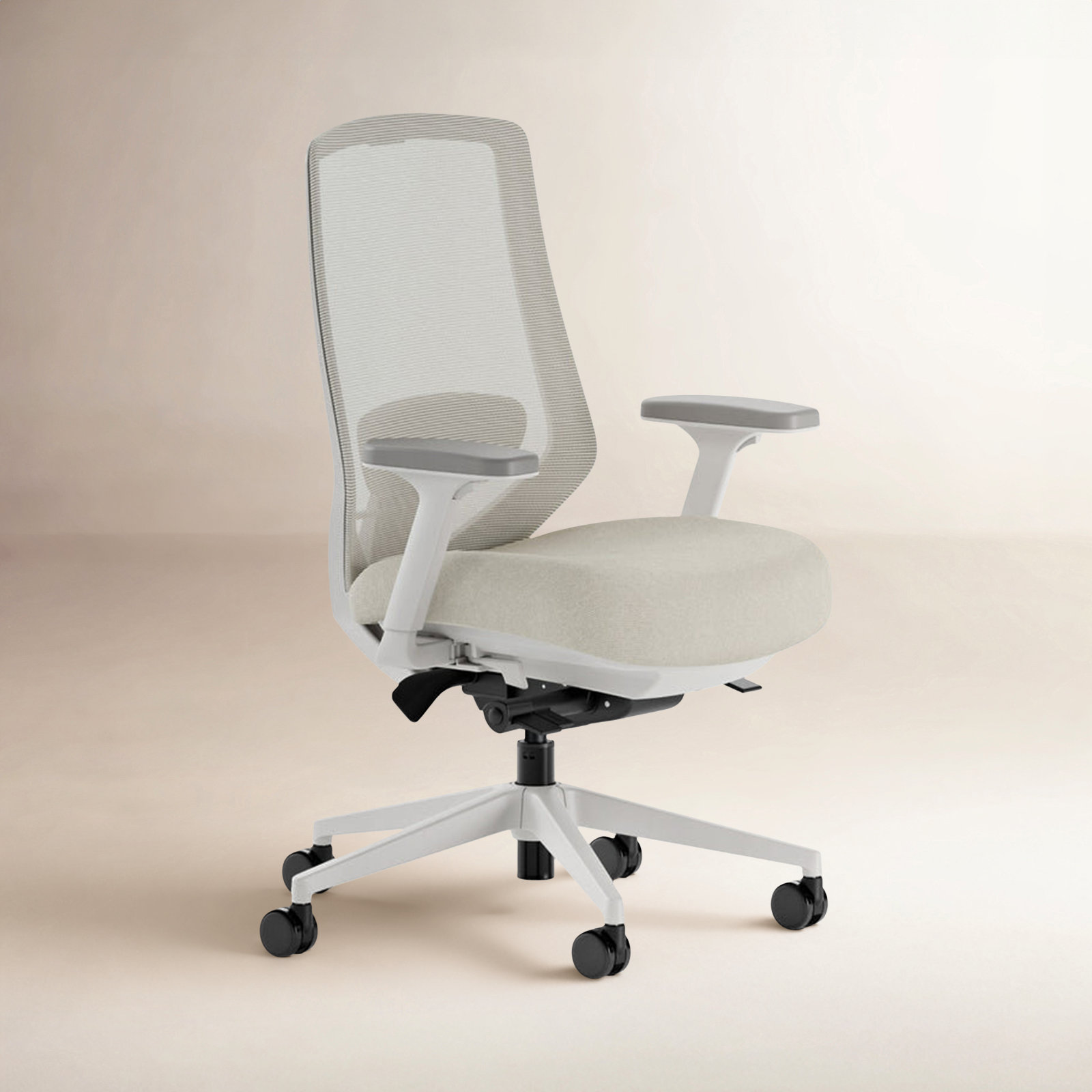 Ergonomic Fabric Office Chair, Shore, White