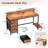Computer Desk With Led Lights And Power Outlets, Gaming Desk With Monitor Stand,Home Office Writing Desk With 4 Fabric Cabinet-1266326549-1266326548