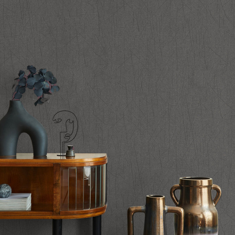 Evelina 10.05m x 70cm Textured Wallpaper Roll, Grey