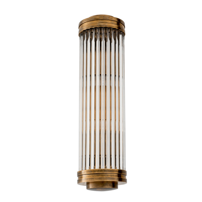 Gascogne Flush Mounted Sconce, Vintage Brass/Clear, 2 Lights