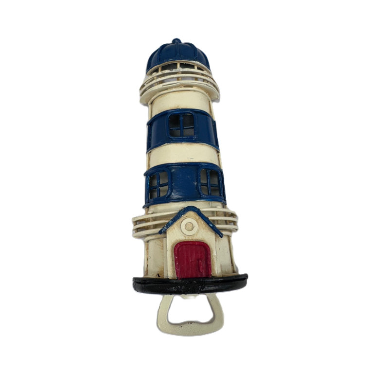 Aimant de réfrigérateur de phare avec ouvre-bouteille