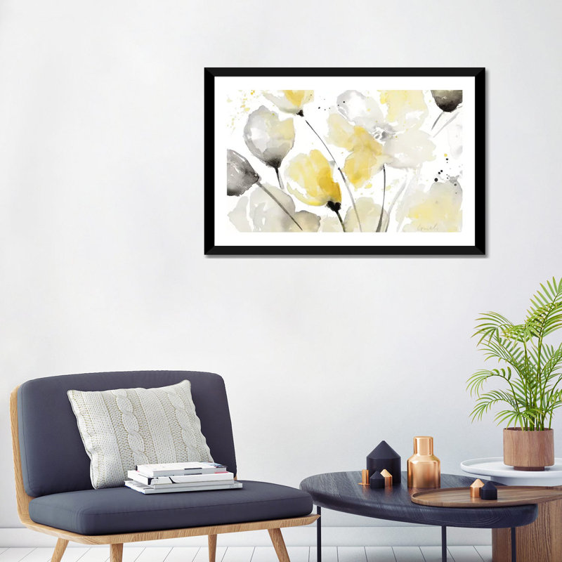 Reproduction d’art abstrait floral neutre II par Lanie Loreth, H 24 po x l 32 po x P 1 po, Papier noir, Blanc