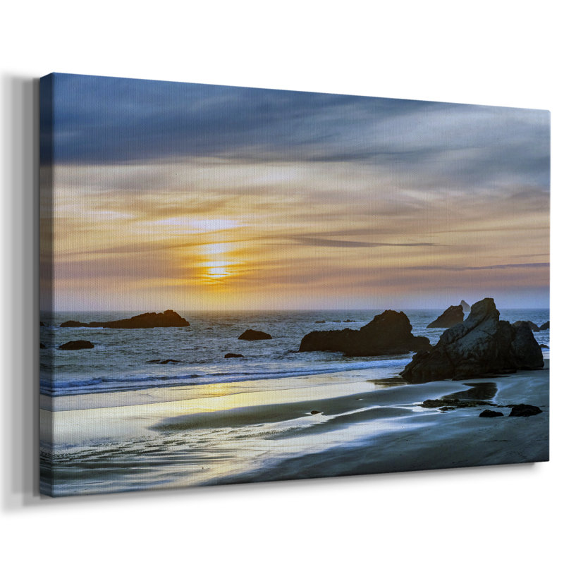 Coucher de soleil sur la plage Harris - Cavas enveloppés de galerie, 8 x 12