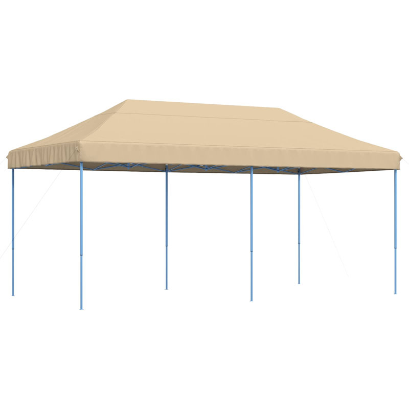 Vidaxl Foldable Tent Pop-Up With 4 Side Walls Outdoor Party Tent Garden Gazebo, Blue, Beige
