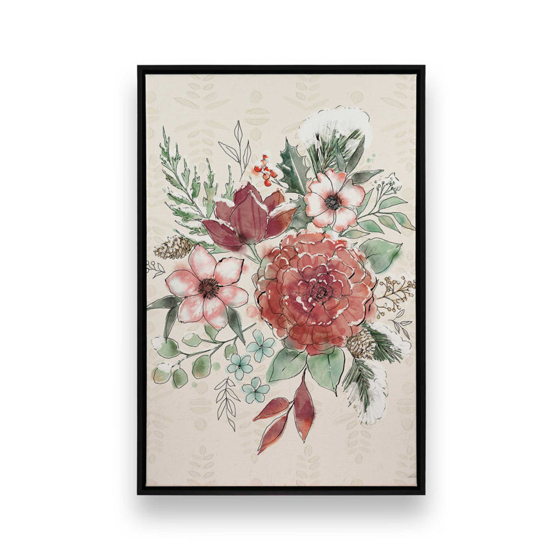 «Festive Blooms VI» par Anne Tavoletti, reproduction d'art, H 24 po x l 18 po, Floater Frame, Noir