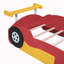 Lit plateforme simple en forme de voiture de course avec roues-1962807443