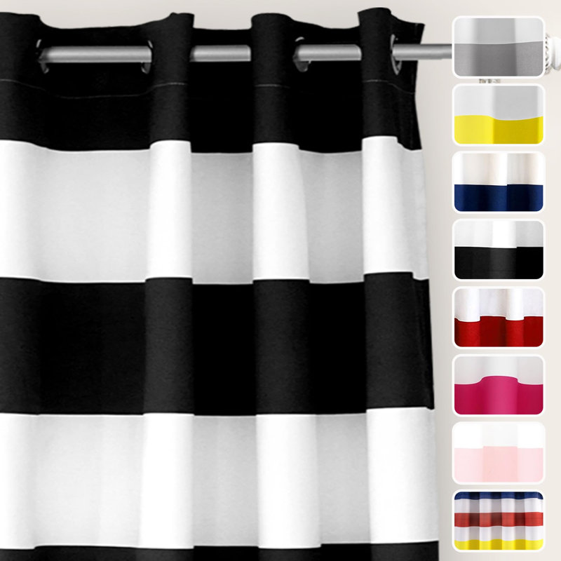 Eastcote Striped Room Darkening Grommet Curtains, 52" W x 84" L, Black