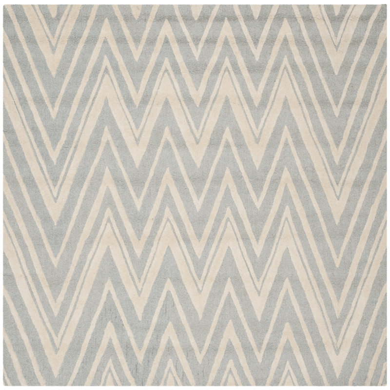 Sanyla Hand Tufted Wool Chevron Rug, Square 8'