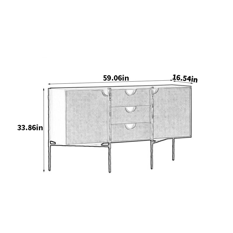 Retro Rattan Design Sideboard