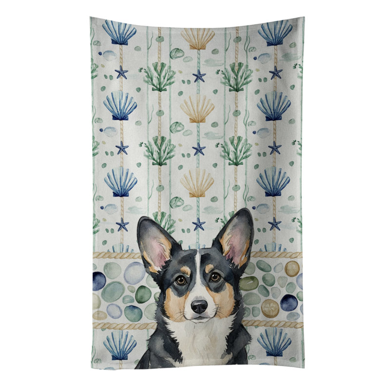 Serviette de cuisine noire et blanche Cardigan Welsh Corgi, Cardigan noir et blanc Welsh Corgi
