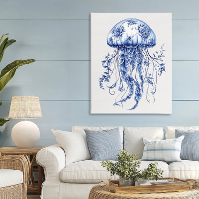 Funky Toile Jellyfish Canvas, design by Lettered and Lined