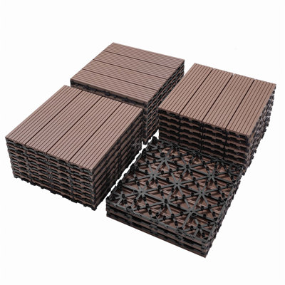 Ensemble de tuiles de terrasse en bois durable en plastique composite pour une installation facile, idéal pour divers espaces extérieurs et intérieurs à haute résistance