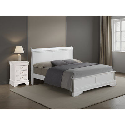 Cairns White Full Panel 2pc Bedroom Set with Three Drawer Nightstand