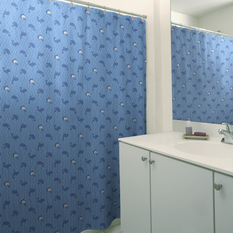 Katelyn Elizabeth Whales Single Sower Curtain, Blue