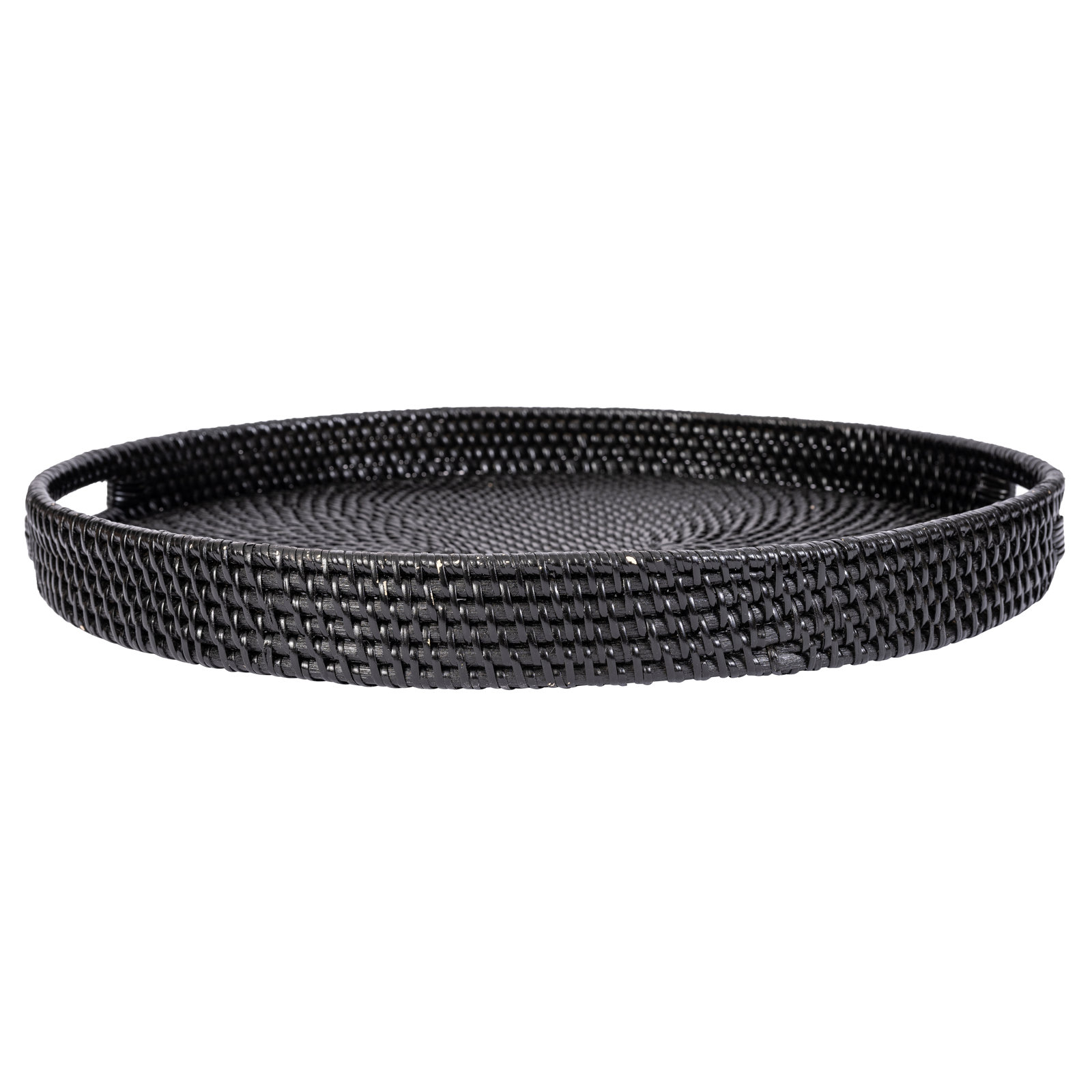 Ilonka Rattan Decorative Tray, 18"W x 15"D x 2"H, Tudor Black