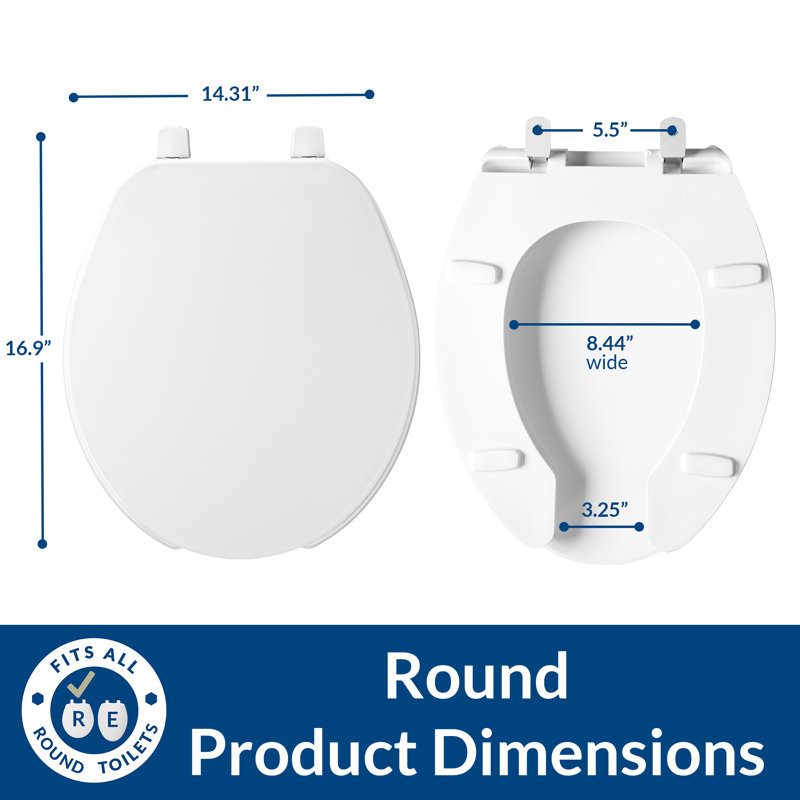 BEMIS 75 Commercial Open Front Toilet Seat with Cover, ROUND, Plastic, White