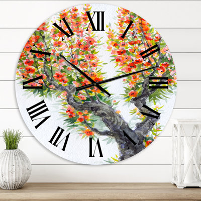 Floraison d'un vieil arbre au printemps II - Horloge murale traditionnelle