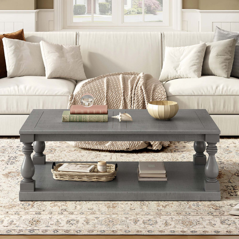Table basse avec tablette de plancher, Gris